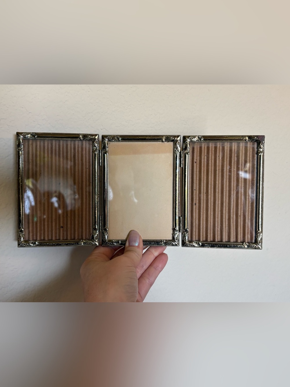 Vintage Tri-Fold Brass Picture Frame